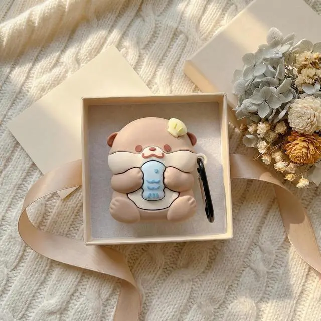 Alt view image 5 of 7 - Cute Kawaii Case for AirPods 4, Case Cover Compatible with AirPod 4th Generation 2024, Funny Otter Shockproof Protective Earbuds Cover for Air pods 4 Gen, Keychain Accessories for Girls Women