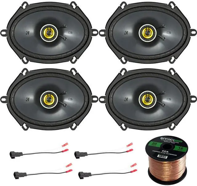 Main image of Car Speaker Set Combo of 4 CS684 6x8 Inch 450W 2-Way Car Coaxial Stereo Speakers + 4 Metra 72-5600 Speaker Connector for Ford, Lincoln, Mazda, Mercury, + Enrock 50ft 16g Speaker Wire