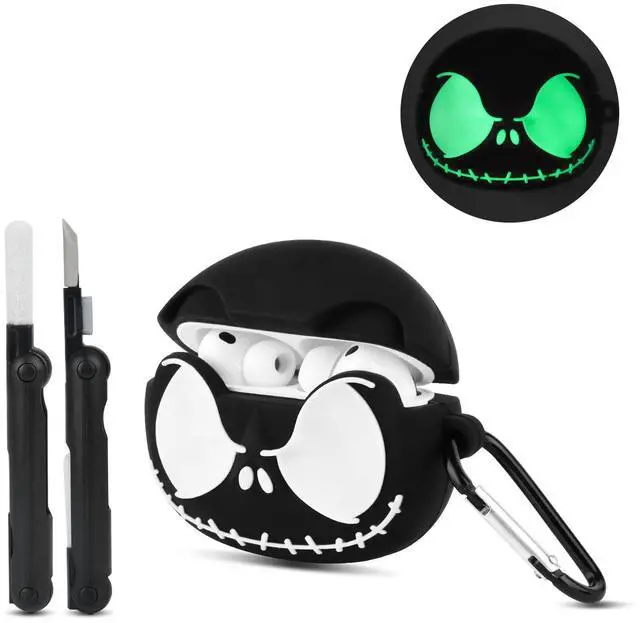 Main image of for AirPods Pro 3 Case with Cleaner Kit, Glow in ihe Dark, Black | Cool Cartoon Funny Skull Case for Apple Airpods Pro 3rd Generation Protective Case Cover for Airpod Pro3 for Women Men