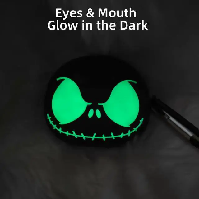 Alt view image 2 of 7 - for AirPods Pro 3 Case with Cleaner Kit, Glow in ihe Dark, Black | Cool Cartoon Funny Skull Case for Apple Airpods Pro 3rd Generation Protective Case Cover for Airpod Pro3 for Women Men