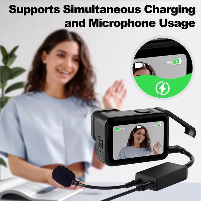 Alt view image 5 of 7 - Artman Mic Adapter Compatible with GoPro Hero 13/12/11/10/9/8/7/6/5 Black, Type-C to 3.5mm Microphone Adapter, Clear Audio for Outdoor Vlog, Travel, Action Video
