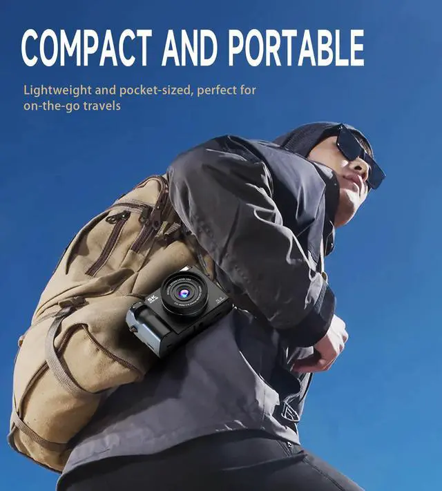 Alt view image 6 of 7 - 5K Digital Camera for Vlogging, 75MP Photo Camera with 3" Screen | Compact beginner video creator bundle, 18X zoom, 30 built-in creative filters, dual batteries and 32GB SD card included