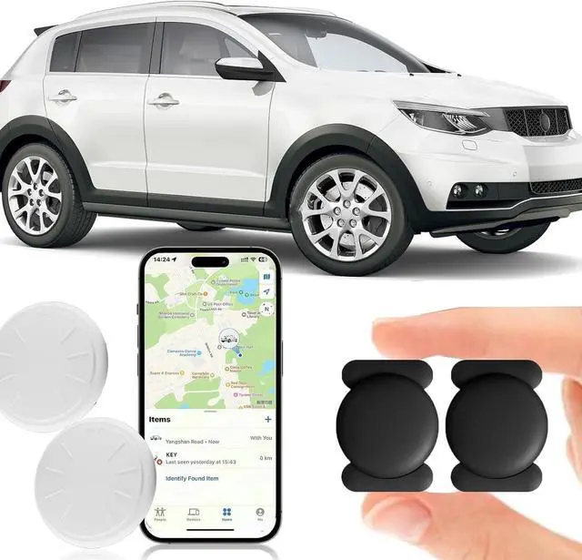 Main image of Mini GPS Tracker for Vehicles No Monthly Fee,GPS Car Tracker,Hidden Car Tracker with Magnetic Case,Real Time Car GPS Tracker Work with Apple Find My(iOS Only) -Black,2PCS