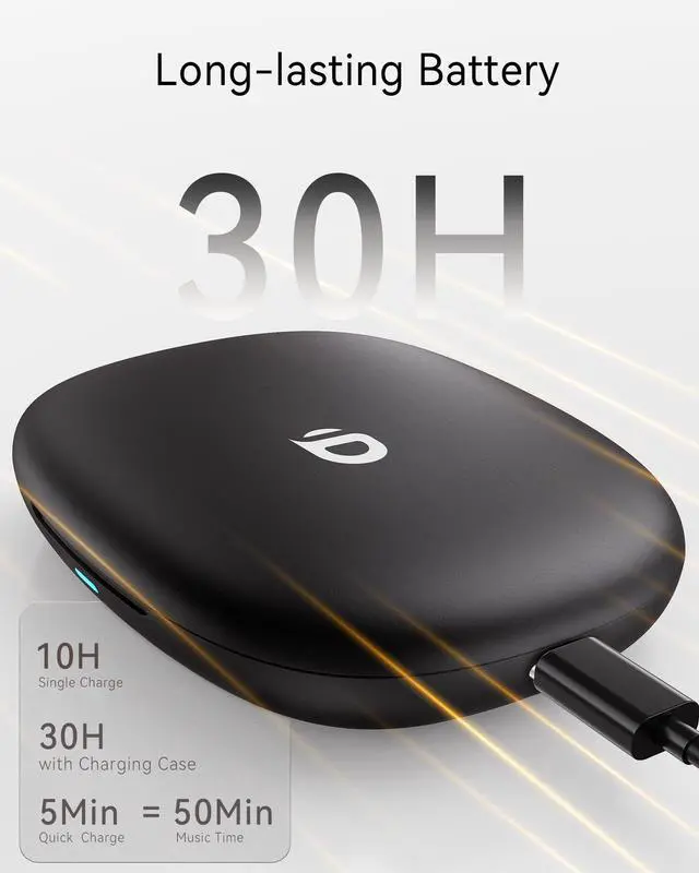Alt view image 4 of 7 - Open Ear Earbuds, True Wireless Open Ear Headphones with Earhooks, Air Conduction Earphones, Touch Control, Dual Noise-Cancelling Mics, Up to 30 Hours Power with Case, IPX5, Workouts, Yoga, Running