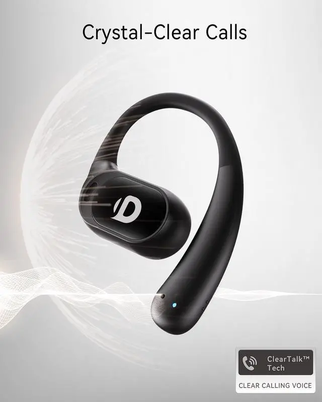 Alt view image 5 of 7 - Open Ear Earbuds, True Wireless Open Ear Headphones with Earhooks, Air Conduction Earphones, Touch Control, Dual Noise-Cancelling Mics, Up to 30 Hours Power with Case, IPX5, Workouts, Yoga, Running