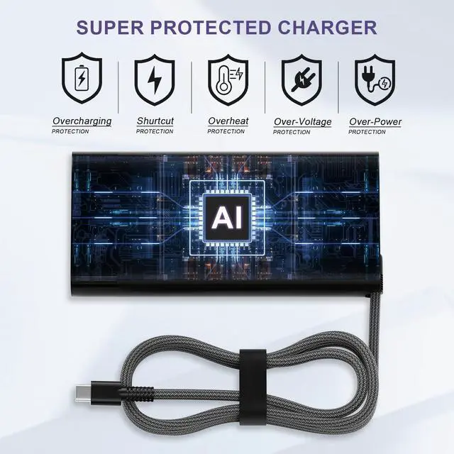 Alt view image 4 of 6 - 90W USB C Laptop Charger Compatible with HP Spectre x360 Power Adapter | 90 Watt Usb-c for EliteBook Zbook 904144-850