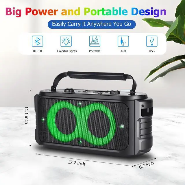 Alt view image 3 of 7 - Portable Bluetooth Speaker 300W Peak Big Powerful Loud Sound Deep Bass Large Wireless Boombox with Subwoofer DSP Led Light for Home Party Outdoor Gatherings Camping Backyard