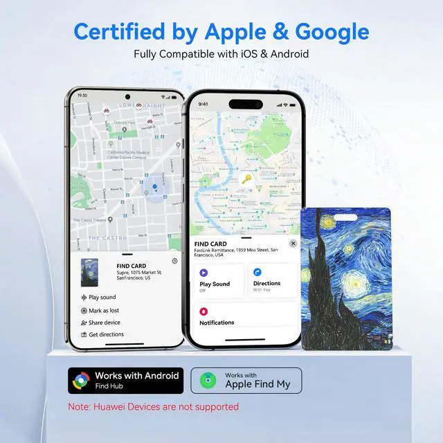 Alt view image 3 of 7 - Wallet Tracker Card (iOS & Android) Wireless Charging & 1-Year Battery, Ultra-Thin IP68 Waterproof Smart Card Works with Apple Find My & Google Find My Device for Wallet, Passport, Luggage