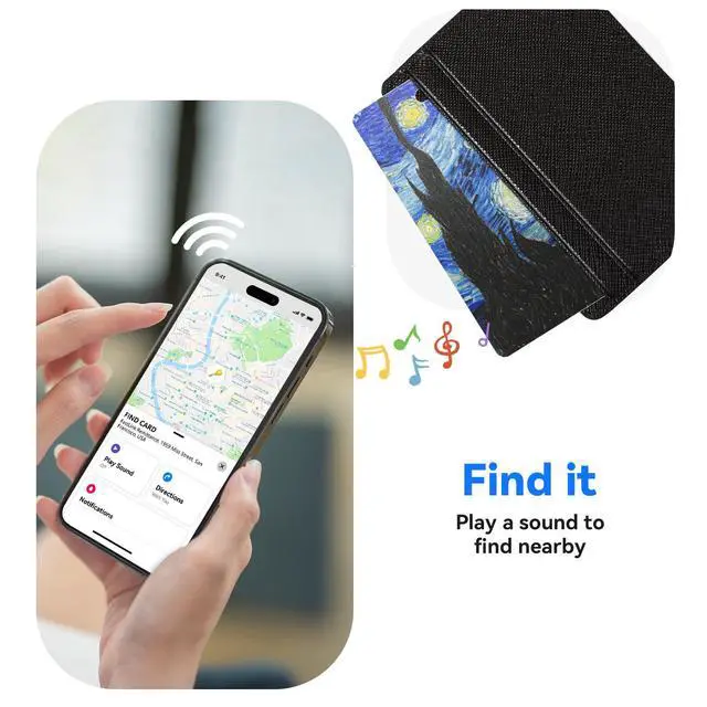 Alt view image 4 of 7 - Wallet Tracker Card (iOS & Android) Wireless Charging & 1-Year Battery, Ultra-Thin IP68 Waterproof Smart Card Works with Apple Find My & Google Find My Device for Wallet, Passport, Luggage