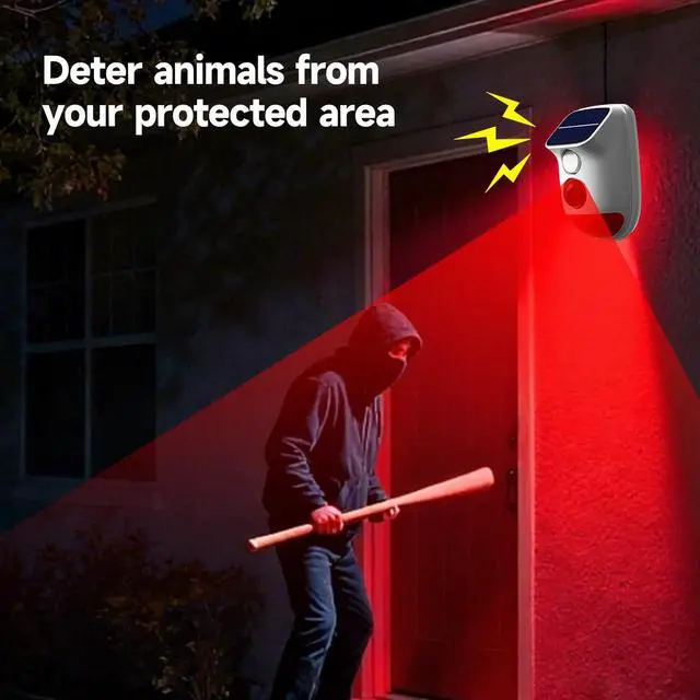 Alt view image 6 of 7 - Solar Motion Sensor Alarm - 120dB IP65 Waterproof Security Siren with Strobe Light, 3 Modes for Yard/Farm/Home,16-26ft Pet-Friendly Detection (Buzzer Alarm)