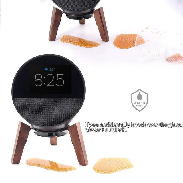 Alt view image 3 of 7 - Desk Speaker Stand Compatible for Echo Spot and Homepod Mini Wooden Legs Stand Protect Mount Holder for All Suitable Sized Smart Speaker (Black Walnut)