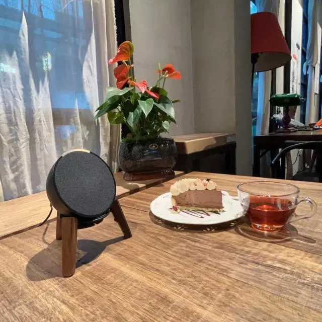 Alt view image 6 of 7 - Desk Speaker Stand Compatible for Echo Spot and Homepod Mini Wooden Legs Stand Protect Mount Holder for All Suitable Sized Smart Speaker (Black Walnut)
