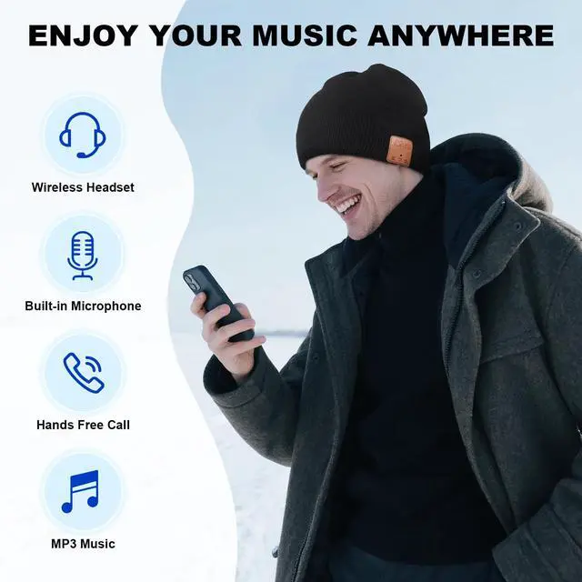 Alt view image 4 of 7 - Washable Bluetooth Beanie Hat with Wireless Stereo Over Ear Headphones Headsets Earphone Speaker Hands Free