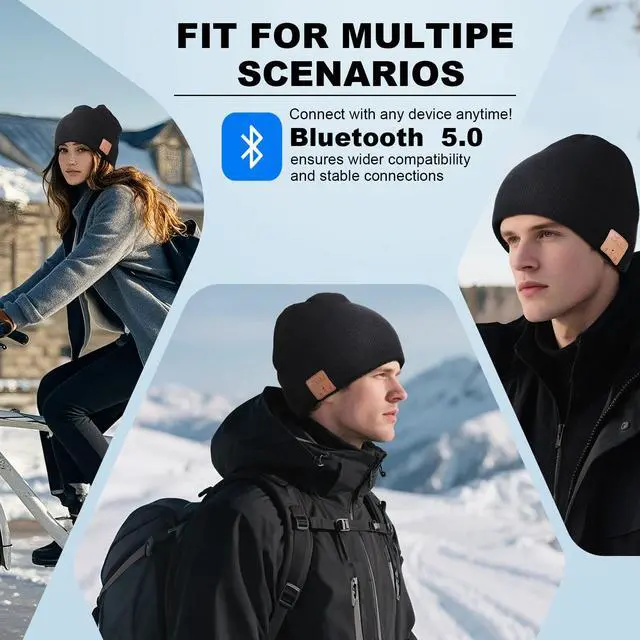 Alt view image 6 of 7 - Washable Bluetooth Beanie Hat with Wireless Stereo Over Ear Headphones Headsets Earphone Speaker Hands Free