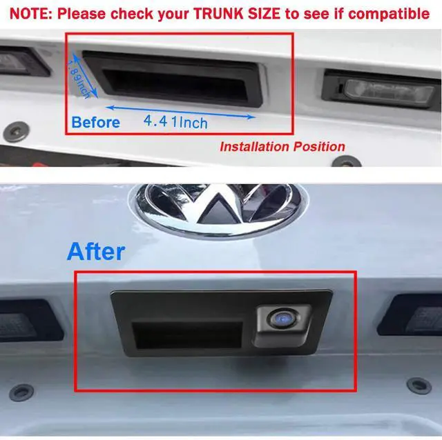 Alt view image 6 of 7 - Vehicle Backup Camera with Dynamic Intelligent Trajectory Moving Guide Line for Audi A4L A5 A3 Q3 Q5 RS6 for VW Passat Tiguan Jetta Sharan Touareg Lavida Skoda, Car Rear View Trunk Handle Camera