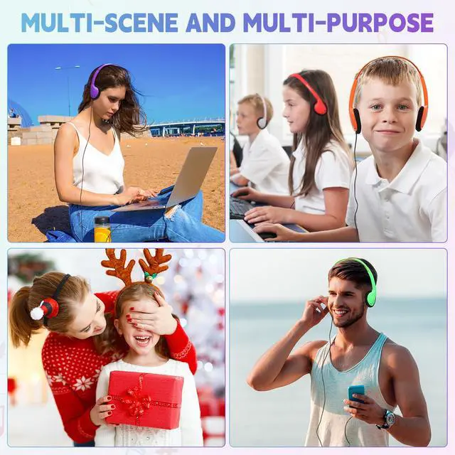 Alt view image 6 of 6 - 30 Pcs Headphones Earphones Bulk Multi Color Over Ear Headset with 3.5mm Plug Cord Earphones Adjustable Headphones for Students in Classroom Libraries Kids Teen and Adults, 10 Colors