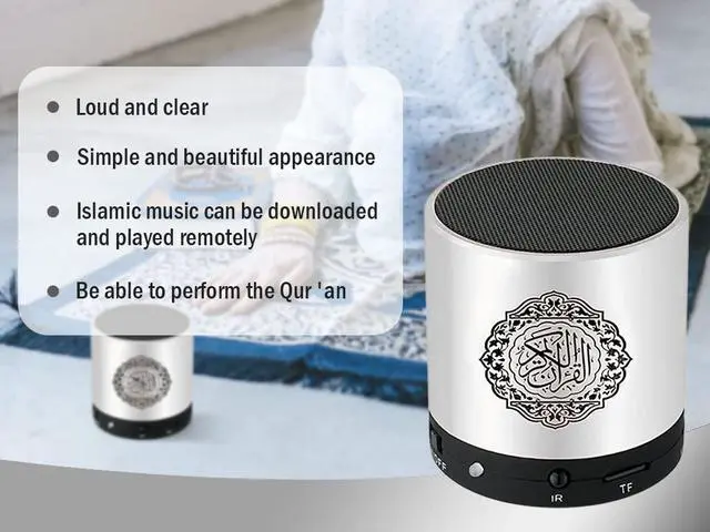 Alt view image 3 of 7 - Digital Quran Speaker FM Radio Silver Color with Remote Control Over 18Reciters and15 Translations Available Quality Qur'an Player Arabic English French, Urdu etc Mp3