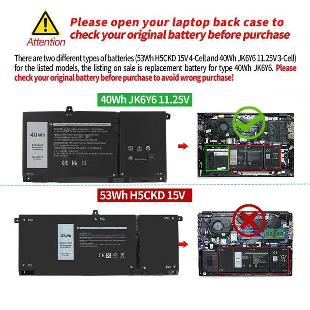 Alt view image 3 of 7 - 40Wh JK6Y6 11.25V Laptop Battery for Dell Inspiron 5300 5301 5401 5402 5408 5409 5501 5508 5509 5400 5406 7405 7300 7306 7500 7506 2-in-1 Silver Latitude 3410 3510 Vostro 5301 5401 5501 C5KG6 CF5RH