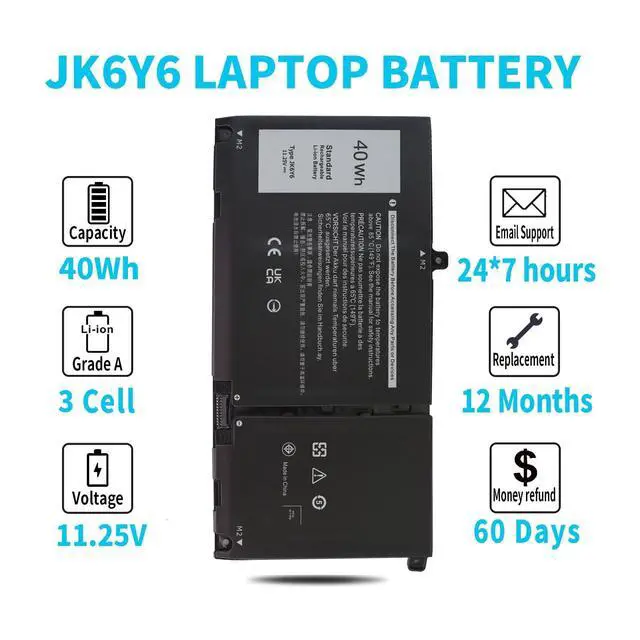 Alt view image 5 of 7 - 40Wh JK6Y6 11.25V Laptop Battery for Dell Inspiron 5300 5301 5401 5402 5408 5409 5501 5508 5509 5400 5406 7405 7300 7306 7500 7506 2-in-1 Silver Latitude 3410 3510 Vostro 5301 5401 5501 C5KG6 CF5RH