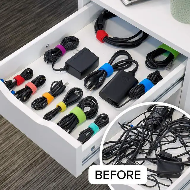 Alt view image 2 of 7 - Cable Management Value Pack - 61 Piece | For Home, Office, Desk, Wire, Cable Wrap, Cord Management Organization