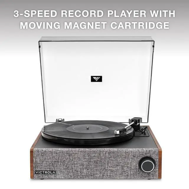 Alt view image 2 of 6 - Eastwood LP - Bluetooth Record Player with Speakers - Walnut | Full-size turntable, 12" platter, built-in speakers, 3-speed, VINYLSTREAM Bluetooth out and in, RCA and headphone out