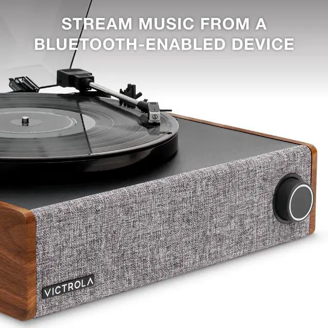 Alt view image 4 of 6 - Eastwood LP - Bluetooth Record Player with Speakers - Walnut | Full-size turntable, 12" platter, built-in speakers, 3-speed, VINYLSTREAM Bluetooth out and in, RCA and headphone out