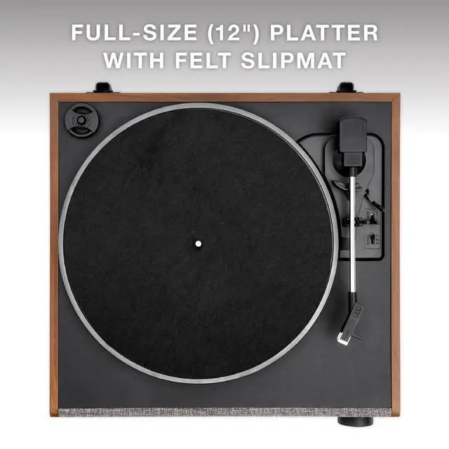 Alt view image 6 of 6 - Eastwood LP - Bluetooth Record Player with Speakers - Walnut | Full-size turntable, 12" platter, built-in speakers, 3-speed, VINYLSTREAM Bluetooth out and in, RCA and headphone out