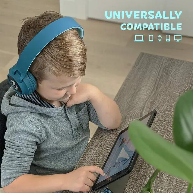Alt view image 3 of 7 - Kids Headphones Wireless, Bluetooth Headphones for Kids Over Ear, LED Lights, 85dB Safe Volume Limit, Foldable, Micro SD Mode, Built-in and Line-in Microphone for Phones,Tablets,Laptop