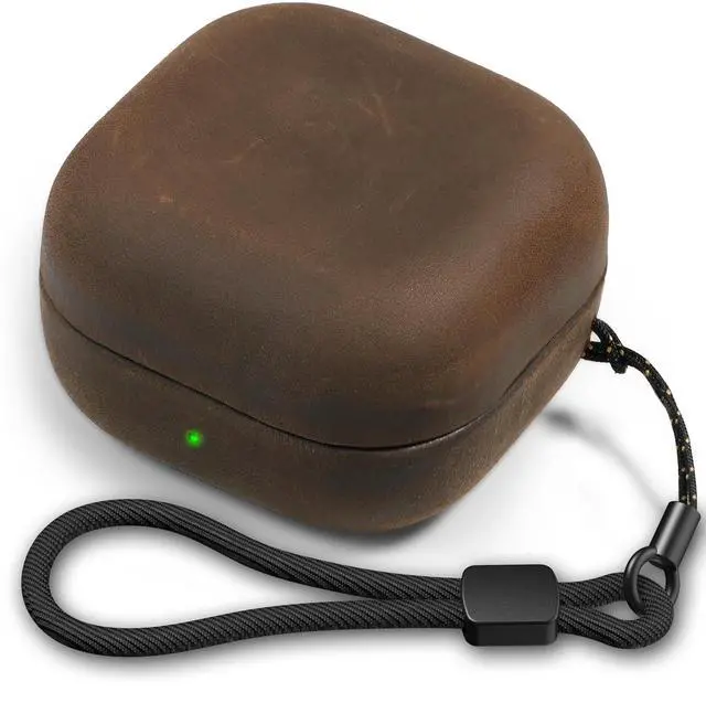 Main image of Leather Case for Samsung Galaxy Buds 4 Pro/Galaxy Buds 4 Case 2026 | Handcrafted Genuine Leather Cover, Crazy Horse Leather, Vintage Patina, Wireless Charging, Full Protection, with Lanyard