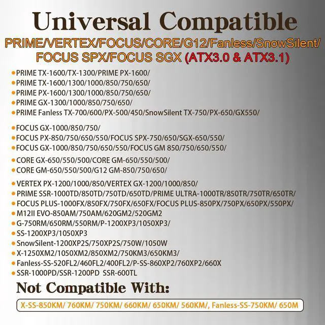 Alt view image 4 of 7 - (2-Pack) 8 Pin PCIe Cable for Seasonic PSUs, PCIe 8 Pin Male to PCIe (6+2) Male Power Adapter Sleeved 25-inch (63cm)