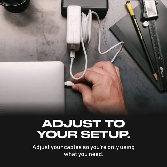 Alt view image 4 of 7 - Reel The Side Kick Collapsible Charger Organizer and Travel Accessory,Usb-c, Compatible with MacBook and PC Charging Cords and Adapter Cable Management White