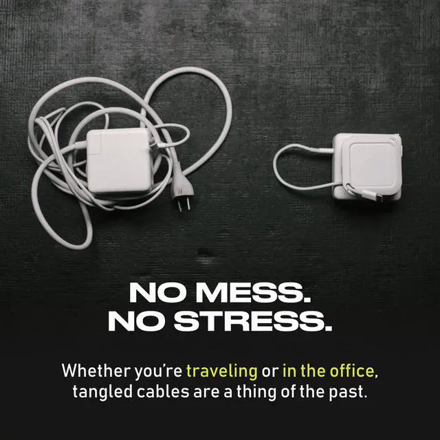 Alt view image 3 of 7 - Reel The Side Kick Collapsible Charger Organizer and Travel Accessory,Usb-c, Compatible with MacBook and PC Charging Cords and Adapter Cable Management White