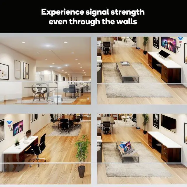Alt view image 6 of 7 - Wireless HDMI Transmitter with 2 Receivers, 656ft Long Range, 0.05s Low Lag & Privacy Button, Stable 1080PPlug and Play for Live Streaming, PC, Camera, Church,Presentation
