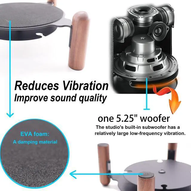 Alt view image 3 of 7 - Desk Wood Stand for Echo Studio Smart Speaker and Other Suitable Speakers