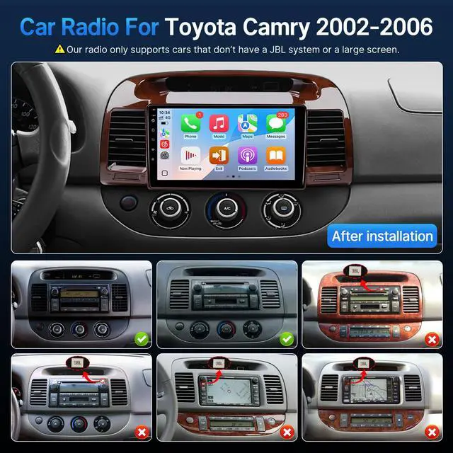 Alt view image 2 of 7 - 9" Linux Radio for Toyota Camry 2002 2003 2004 2005 2006 (Non-JBL) | Upgraded Fast Boot Car Stereo Screen, 9 Inch Touchscreen Head Unit with Carplay Android Auto Bluetooth FM SWC + Backup Camera