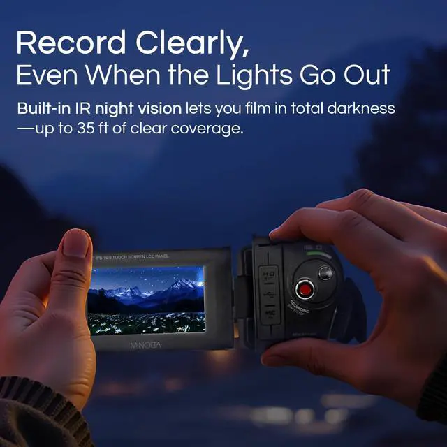 Alt view image 5 of 6 - MN4K30NV 4K Camcorder, Night Vision, 30MP, 16X Zoom (Black) | Capture sharp photos and video with intuitive controls for travel, family and everyday moments