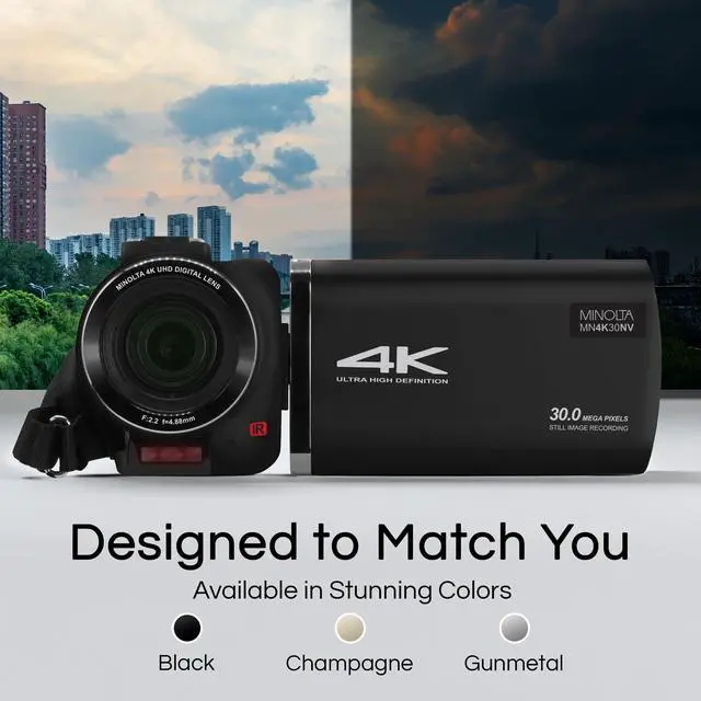 Alt view image 6 of 6 - MN4K30NV 4K Camcorder, Night Vision, 30MP, 16X Zoom (Black) | Capture sharp photos and video with intuitive controls for travel, family and everyday moments