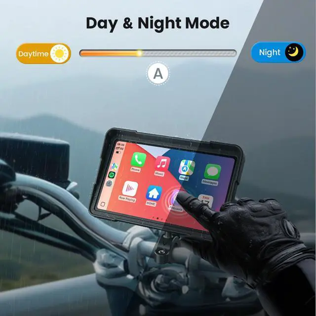 Alt view image 6 of 7 - 7" Motor CarPlay for Apple CarPlay & Android Auto GPS Navigation | With 2K Dual Dash Cam IP69 Waterproof Anti-Glare Screen with Quick Release Mount (Support TPMS, Buy Separately)