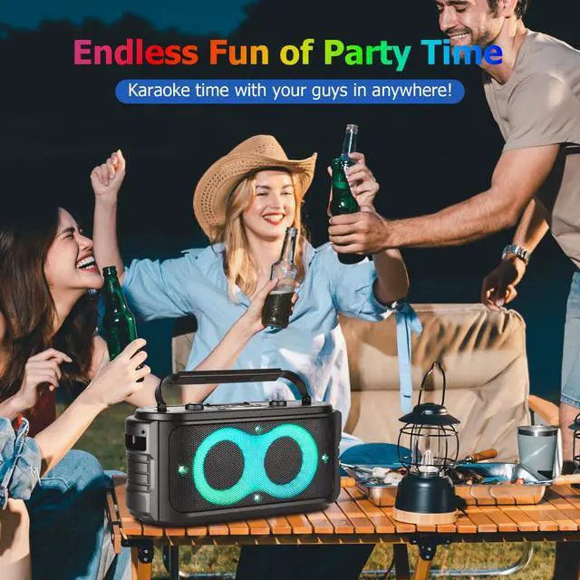 Alt view image 6 of 7 - Portable Bluetooth Speaker 300W Peak Big Powerful Loud Sound Deep Bass Large Wireless Boombox with Subwoofer DSP Led Light for Home Party Outdoor Gatherings Camping Backyard