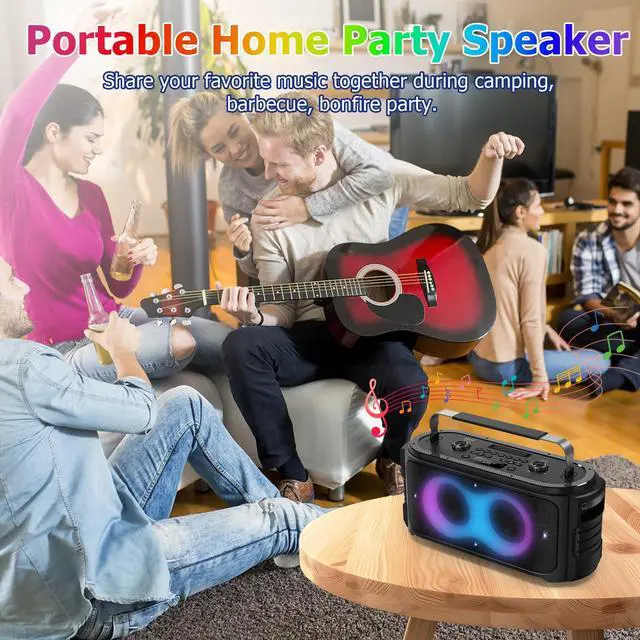 Alt view image 7 of 7 - Portable Bluetooth Speaker 300W Peak Big Powerful Loud Sound Deep Bass Large Wireless Boombox with Subwoofer DSP Led Light for Home Party Outdoor Gatherings Camping Backyard