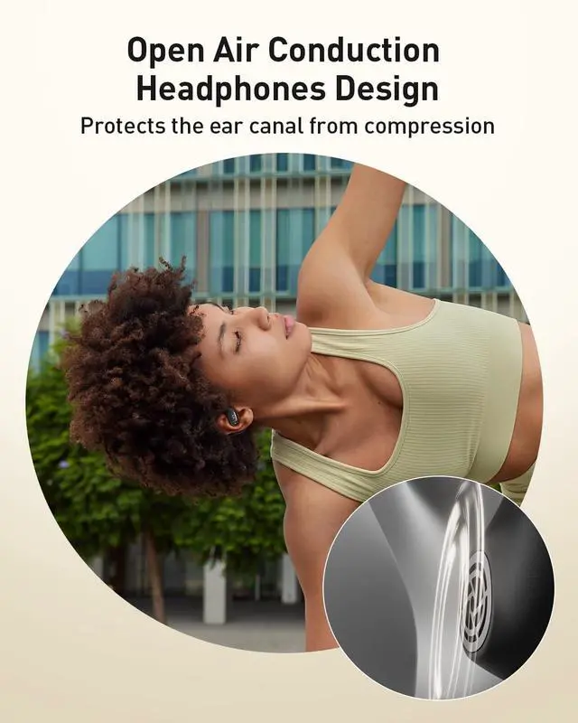 Alt view image 4 of 6 - Open-Ear Headphones, True Wireless Headphones Bluetooth 5.4 Light Earbuds, Ultra Comfort Earhooks, 35H Playtimes, Clear Calls, Air Conduction Stereo Sound with 15mm Drivers for Workouts (Black)