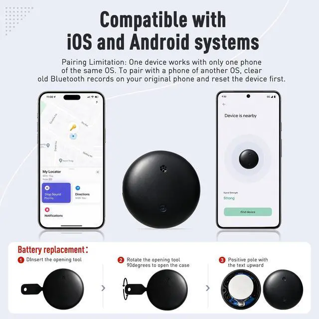 Alt view image 6 of 7 - Bluetooth Locator - Lightweight and Waterproof, Compatible with iOS and Android. Suitable for Locating Keys, Wallets, Pets, Travel, Children, and The Elderly