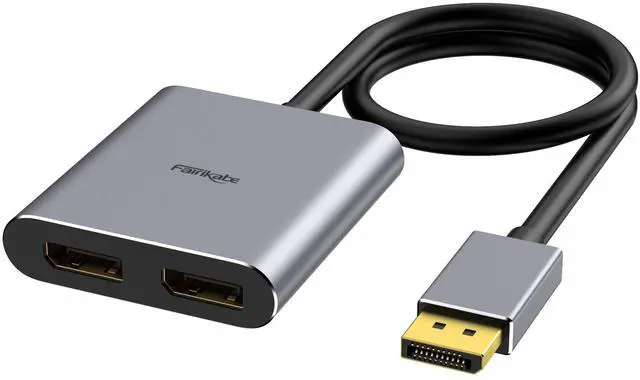 Main image of DisplayPort to Dual DisplayPort Splitter Adapter 4K60Hz | for Dual Monitor Display, MST Display Port Adapter Extend Display 1 in 2 Out, displayport Hub for Desktop PC Laptop