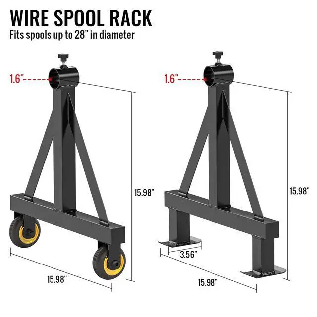 Alt view image 2 of 7 - Wire Spool Rack Portable Cable Caddy Steel Wire Spool Holder | Wire Dispenser Rack with Wheels for up to 28" Diameter Spools 220 Lbs Capacity (Black)