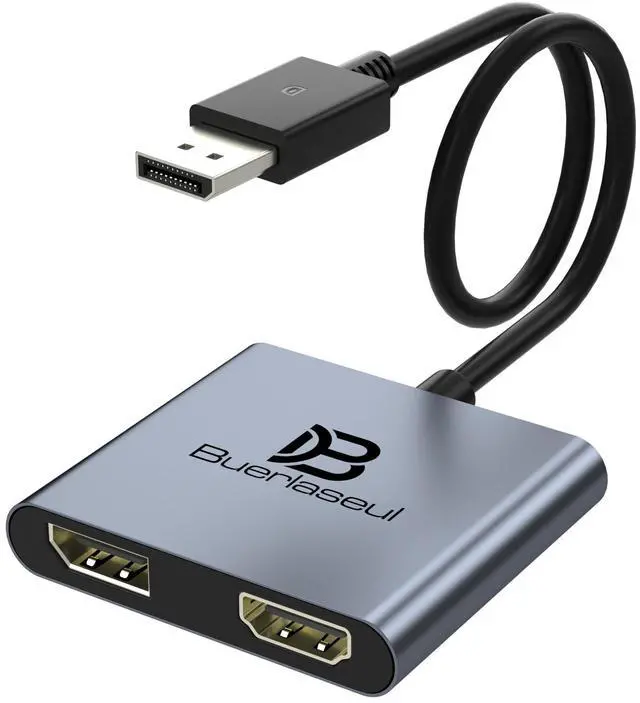 Main image of DisplayPort Splitter 1 in 2 Out, Display Port Splitter for Dual Monitors 4K@60Hz, Extended Display MST Hub for HDMI and DisplayPort Monitors, DP to DP/HDMI Adapter for Desktop/NVIDIA/AMD Graphics Card