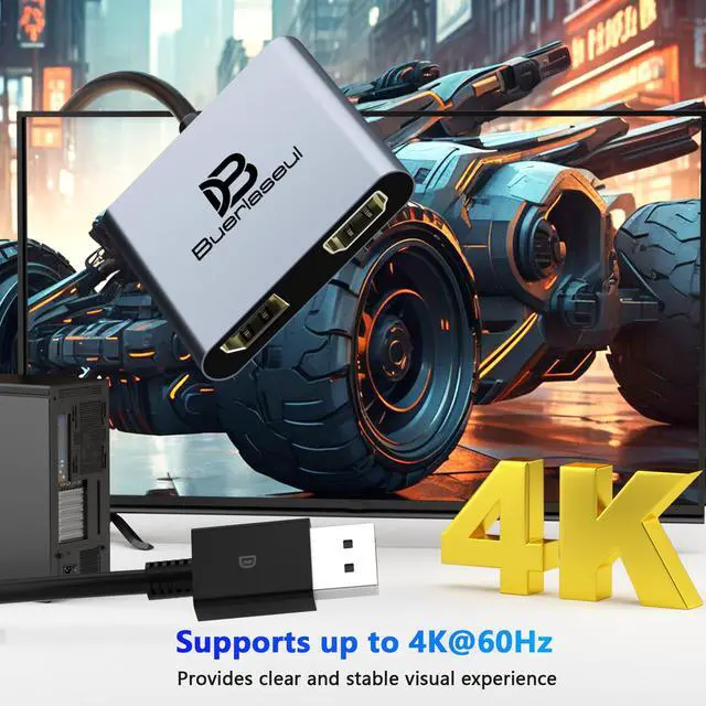 Alt view image 7 of 7 - DisplayPort Splitter 1 in 2 Out, Display Port Splitter for Dual Monitors 4K@60Hz, Extended Display MST Hub for HDMI and DisplayPort Monitors, DP to DP/HDMI Adapter for Desktop/NVIDIA/AMD Graphics Card