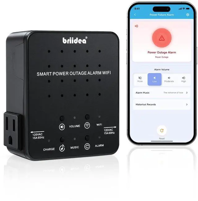 Main image of WiFi Power Failure Alarm Freezer Power Outage Alarm with Dual Outlets, Real-Time App Notifications & 100dB Loud Alarm, Supports 2.4G/5GHz WiFi for Sump Pumps, Aquariums, Wine Cellars