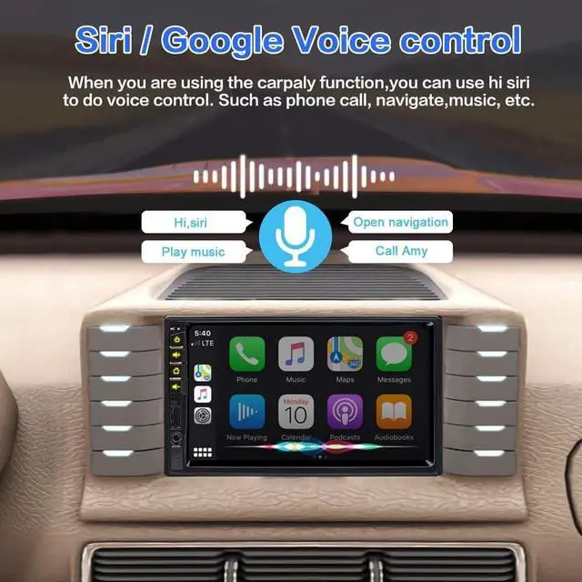 Alt view image 4 of 7 - 7 inch Double Din Car Stereo for Wireless Carplay & Android Auto with Voice Control,Bluetooth5.2 MirrorLink, Car Radio with Backup Camera,Touch Screen SWC/USB/SD AM/FM/AUX