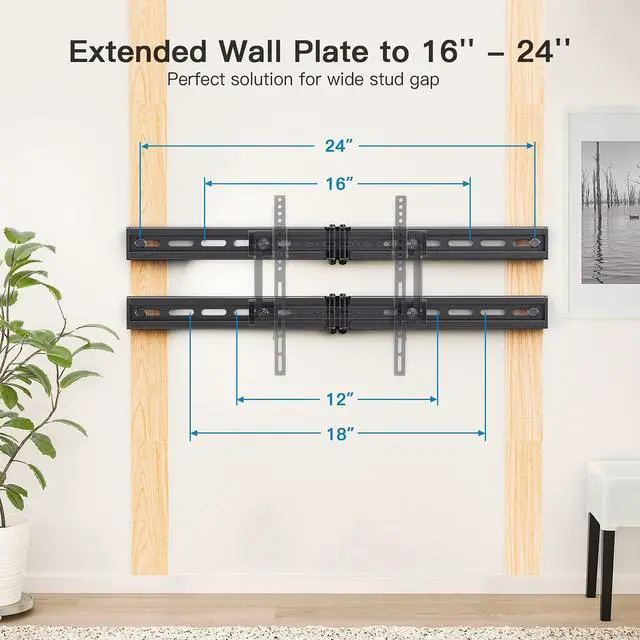 Alt view image 2 of 6 - Universal TV Wall Mount Extension Bracket- Fits Any TV Mount for Easy Centering, Extended Wall Mount for 16-24 Inch Studs, Holds Up to 132 LBS