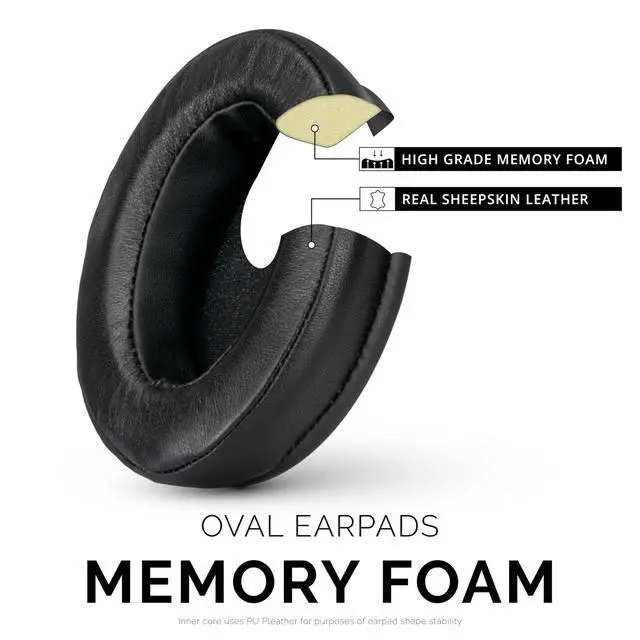 Alt view image 5 of 7 - Sheepskin Ear Pads for ATH M50X, M50XBT, M40X, HyperX, SHURE, Turtle Beach, AKG, ATH, Philips, JBL, Fostex Replacement Memory Foam Earpads & Fits Many Headphones (See List), Leather Oval